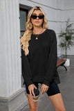 Solid-Color Round-Neck Long-Sleeved Sweatshirt