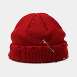Cwah3168_New Style Iron Ring Pin Hole Wool Knitted Hat
