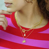 HIGH END DESIGN FIVE POINTED STAR NECKLACE_CWMM5595
