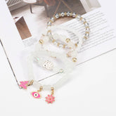 BUTTERFLY FLOWER EYE PENDANT BEADED BRACELET_CWAJE2223