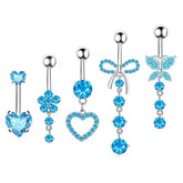 Zircon Belly Ring Set Steel & Copper Piercings_Cwmm9176
