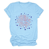 Trendy Loose Star Fireworks Graphic Tee For Women