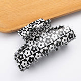 BLACK WHITE PLAID HAIR CLAW RETRO CHIC CLIP_CWAHA0312