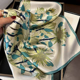 SCARF AUTUMN FLORAL LONG SILK NECK SCARF SHAWL_CWASC0565