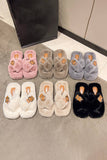 BUCKLE DECOR CRISS CROSS FLUFFY BEDROOM SLIPPERS_CWSHS0224