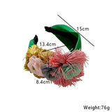 FLORAL FABRIC HEADBAND BOLD TASSEL HAIR ACCESSORY_CWAHA5662