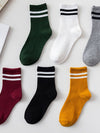 2 STRIPE COTTON MID SOCKS FOR WOMEN WHOLESALE_CWMS070