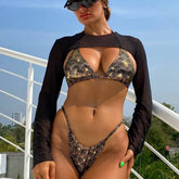 GOLD FOIL BIKINI SET SEXY 3 PIECE SWIMSUIT_CWMW0710