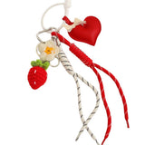 STRAWBERRY BOW KEYCHAIN WITH HEART FLORAL CHARM_CWMM7623