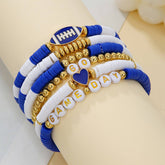 FOOTBALL HANDMADE SOFT CLAY LETTER BRACELET SET_CWMM3534