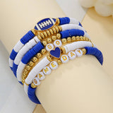 FOOTBALL HANDMADE SOFT CLAY LETTER BRACELET SET_CWMM3534