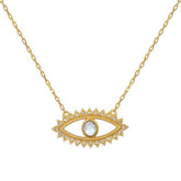 SUN AND MOON DOUBLE LAYERED EVIL EYE NECKLACE_CWMM5694