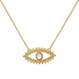 SUN AND MOON DOUBLE LAYERED EVIL EYE NECKLACE_CWMM5694
