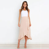 ONE PIECE LACE UP LONG SKIRT SOLID COLOR SKIRT_CWAB4800