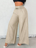 Stylish Retro High-Waisted Slacks With Wide Legs