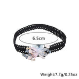 HANDMADE CRYSTAL FLOWER ANKLET BOHO FABRIC DESIGN_CWMM6353