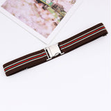 ALLOY BUCKLE ADJUSTABLE ELASTIC BRAIDED BELT_CWABE0676