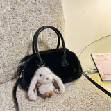 FLUFFY FOX FUR BAG WOMEN FASHION SHOULDER TOTE_CUAB00568