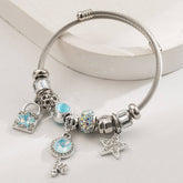 LOCK KEY CHARM ADJUSTABLE STEEL BRACELET_CWMM8496