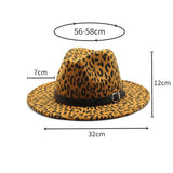 LEOPARD PRINT HAT JAZZ HAT WOOLEN HAT WIDE BRIM HAT_CWAH2578