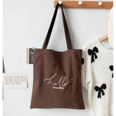 CASUAL SOLID COLOR CANVAS SHOULDER TOTE BIG SIZE_CWAB5635