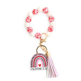 HEART WOODEN BEAD BRACELET KEYCHAIN PENDANT_CWMM6862