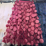 THREE DIMENSIONAL FLORAL TULLE MESH SKIRT_CWBLS0395