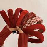 CHRISTMAS RED HEADBAND RETRO ELEGANT WINTER STYLE_CWAHA3956