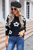 Womens Floral Personality Plus-Size Sweater