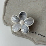 Cream Floral Claw Clip High Ponytail Hair Grip_Cwaha08257