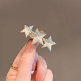 STARFISH FIVE POINTED STAR PEARL DUCKBILL HAIRPIN_CWAHA4660
