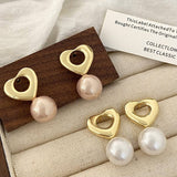 Valentines Day Fashion Retro Heart Pearl Earrings