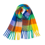 PLAID PATTERN FRINGE TRIM WINTER SCARF_CWASC2691