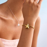 DESIGNER 18K GOLD STAR BRACELET WITH WHITE ZIRCON_CWAJE4714