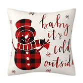 CHRISTMAS FESTIVE RED PLAID SNOWMAN PILLOWCASE_CWMM1386