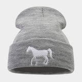 HORSE EMBROIDERY WARM COLD OUTDOOR KNITTED HAT_CWAH2090