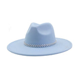 Unisex Wool Fedora Hat Ethnic Flat Brim Style_Cwah04387