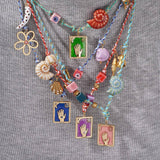 EVIL EYE SHELL NECKLACE WITH COLOR ROPE_CWMM7528