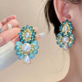 FRENCH PEARL FLOWER TASSEL EARRINGS_CWAJE2328