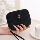 New Solid Leaf Decor Zipper Short Wallet_Cwab06258