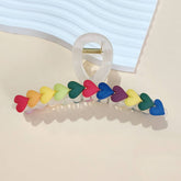 Multicolored Heart Hair Claw Clip Stylish Cute_Cwaha0413