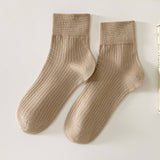 SIMPLE STYLE SOLID COTTON CREW SOCKS FOR WOMENS_CWMS1373