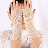 KNITTED HOLLOW OUT LONG OPEN TOE GLOVES_CWAG0037