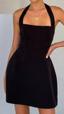 Solid Color Fashion Casual Halter Short Dress