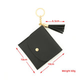 SOLID PU CARD WALLET WITH TASSEL KEYCHAIN_CWAB4965
