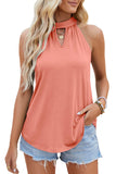 Waistcoat Halter Top Keyhole Sleeveless Shirt