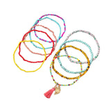 BEACHY ANKLET SET HANDMADE BEADS PEARL TASSELS_CWMM6348