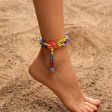 BOHO DOUBLE LAYER ANKLET HANDMADE CHAIN_CWMM6362