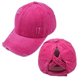 CROSS PONYTAIL BASEBALL CAP VISOR RETRO PEAKED CAP CWAH1220