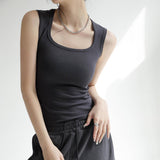 PURE COTTON VEST BOTTOMING CAMISOLE BASIC TANK TOP_CWTTK0793